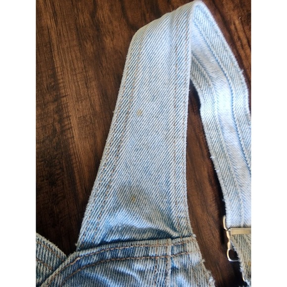 Vintage Guess Jeans Romper Bib Overalls Shorts Blue Denim Shortalls 7 Juniors - Picture 12 of 12